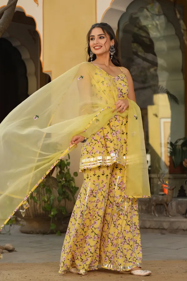 Yellow_Printed_Cotton_Sharara_Set_For_Women