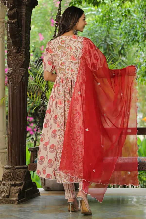 White_&_Red_Embroidered_Cotton_Suit_Set_For_Women