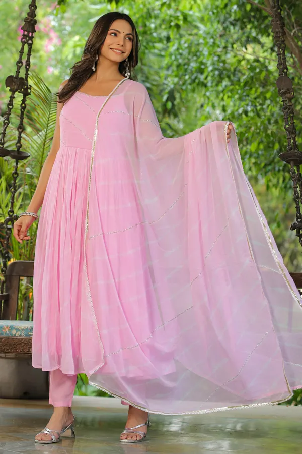 Pink_Handwork_Leheriya_Chiffon_Suit_Set_For_Women