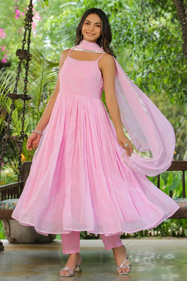 Pink_Handwork_Leheriya_Chiffon_Suit_Set_For_Women