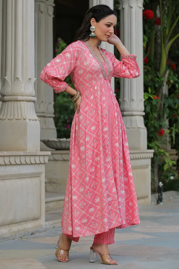 Pink_Printed_Muslin_Kota_Hand_Embroidered_Suit_Set_For_Women