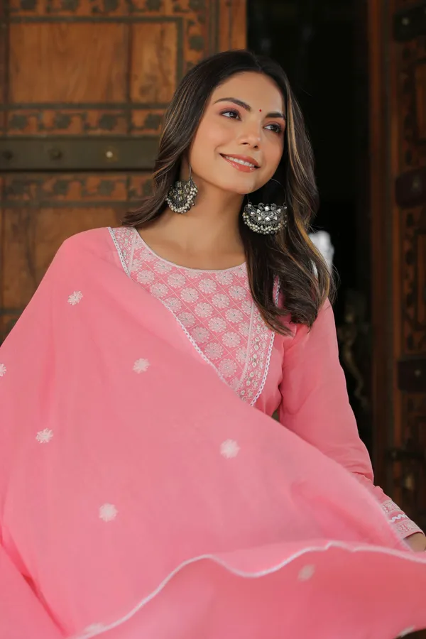 Pink_Embroidered_Cotton_Suit_Set_For_Women