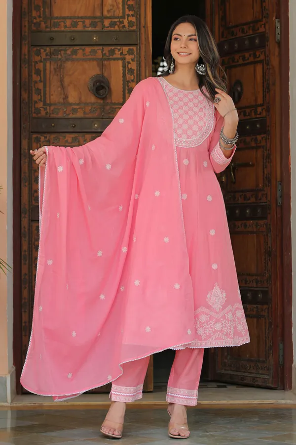 Pink_Embroidered_Cotton_Suit_Set_For_Women