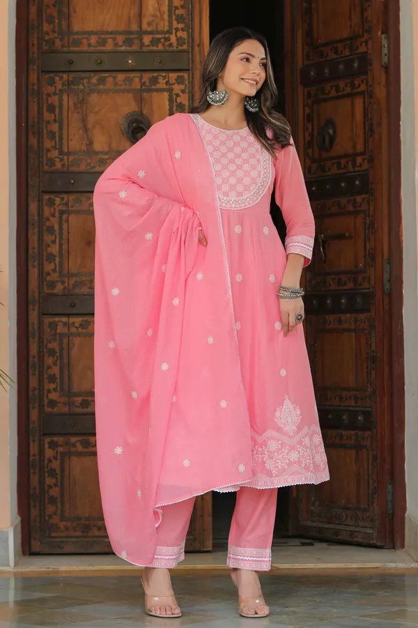 Pink_Embroidered_Cotton_Suit_Set_For_Women