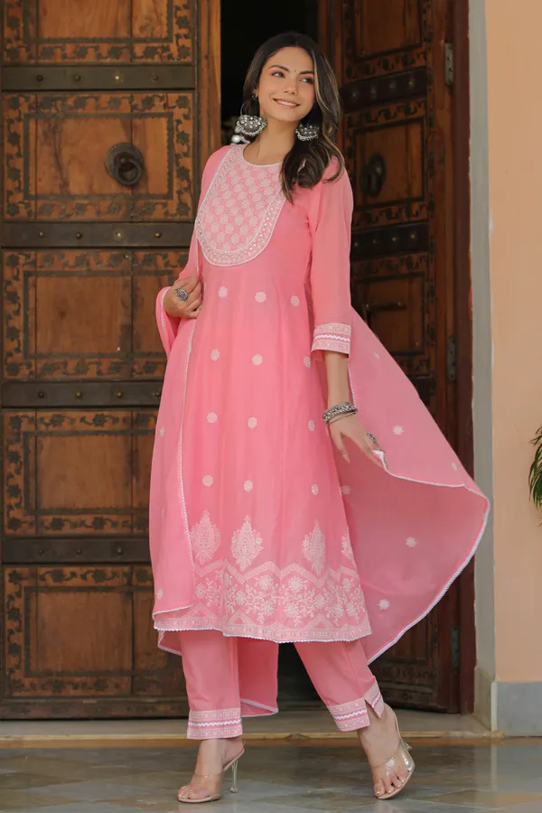 Pink_Embroidered_Cotton_Suit_Set_For_Women