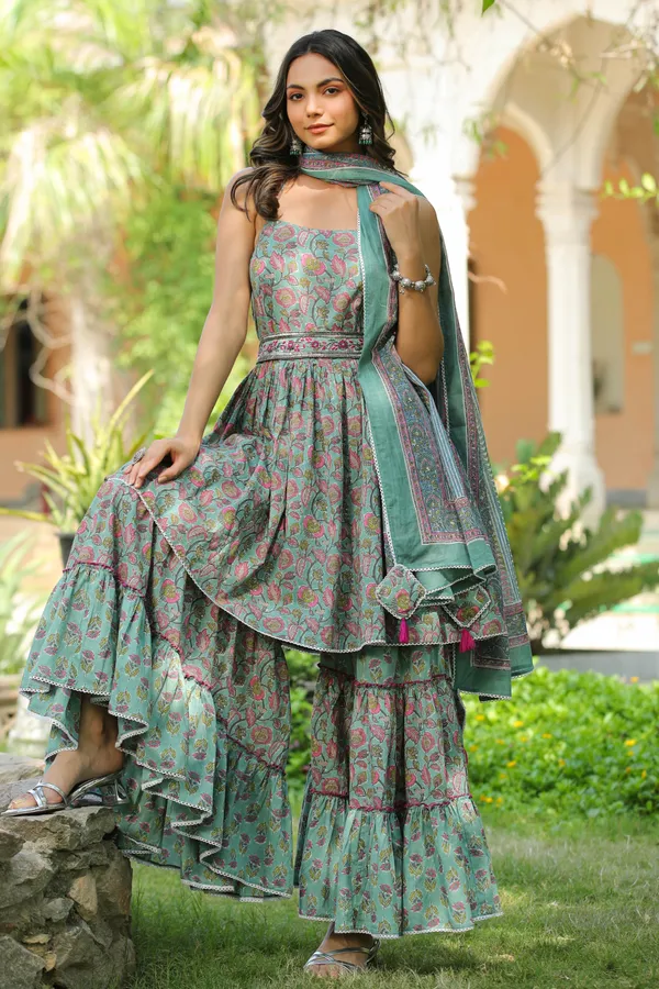 Green_Dahlia_Printed_Cotton_Sharara_Set_For_Women