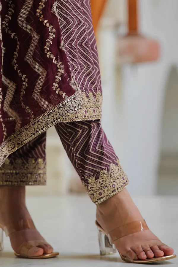 Wine_Cotton_Embroidered_Suit_Set_For_Women