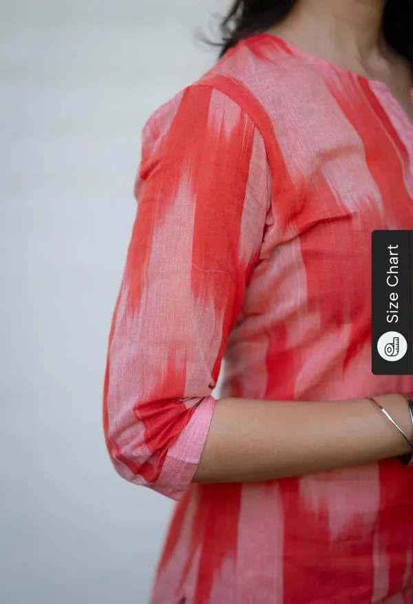 Peach_Handloom_Cotton_Handloom_Kurti_With_Pant_&_Dupatta_Set_|_For_Women