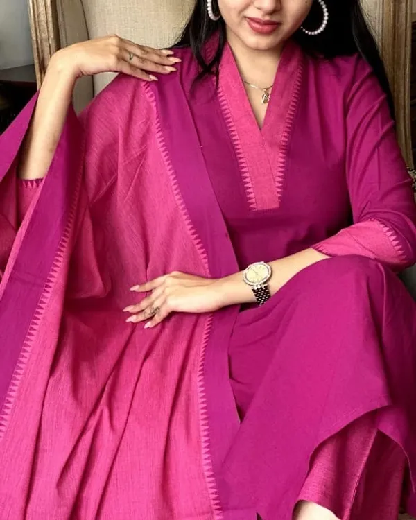 Pink_South_Cotton_Solid_Handloom_Kurti_Set_For_Women
