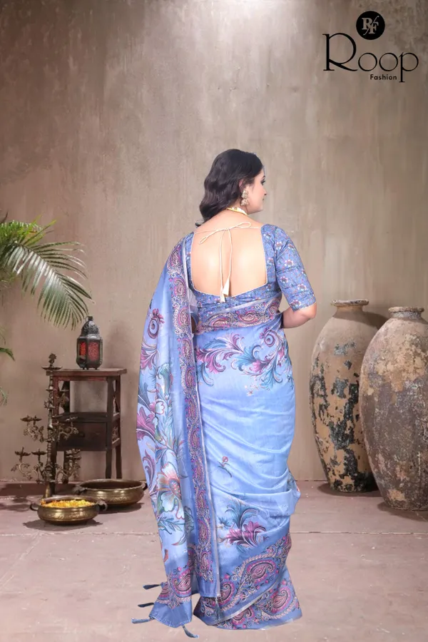Sky_Blue_Chanderi_Silk_Digital_Print_Saree_For_Women