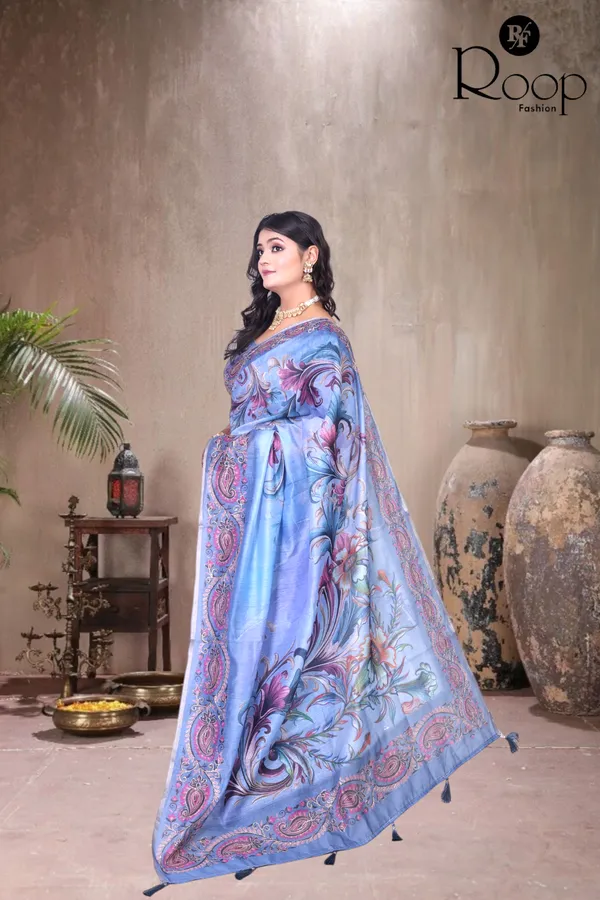 Sky_Blue_Chanderi_Silk_Digital_Print_Saree_For_Women