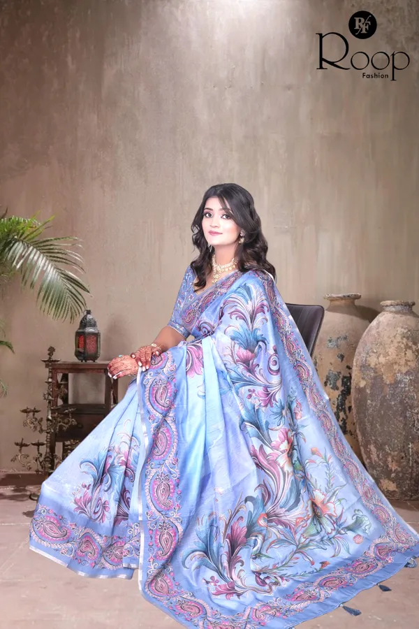 Sky_Blue_Chanderi_Silk_Digital_Print_Saree_For_Women