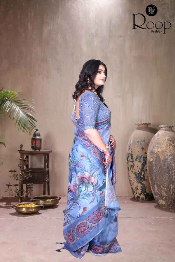 Sky_Blue_Chanderi_Silk_Digital_Print_Saree_For_Women