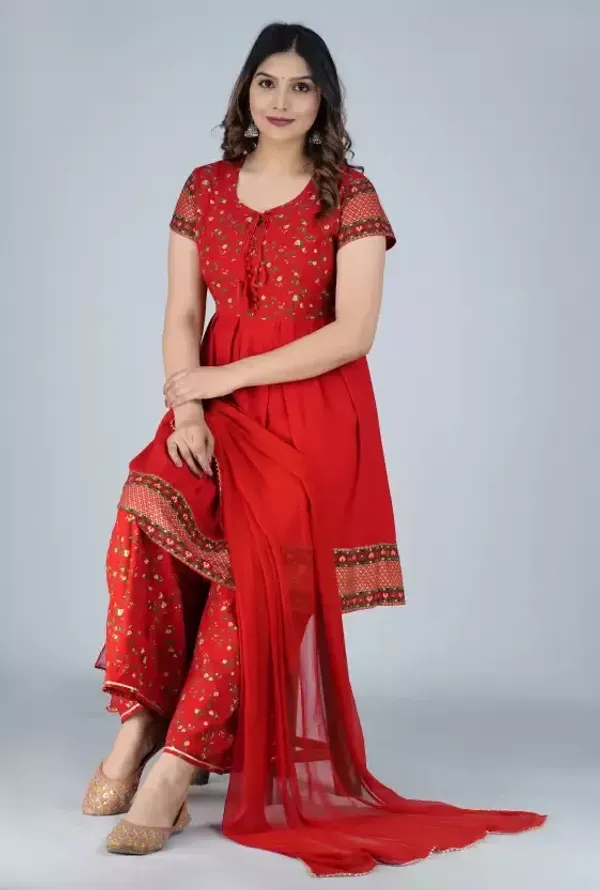 Red_Pure_Cotton_Designer_Print_Sharara_Set_For_Women