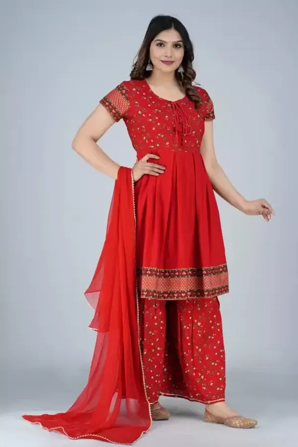 Red_Pure_Cotton_Designer_Print_Sharara_Set_For_Women