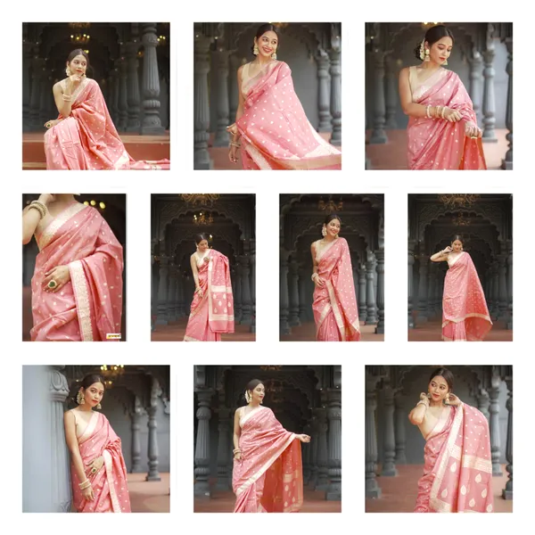 Pink_Beautiful_Handloom_Silk_Kubera_Pattu_saree_with_golden_zari_weaving_border_with_Blouse_Piece_for_Women_2025_Collection.