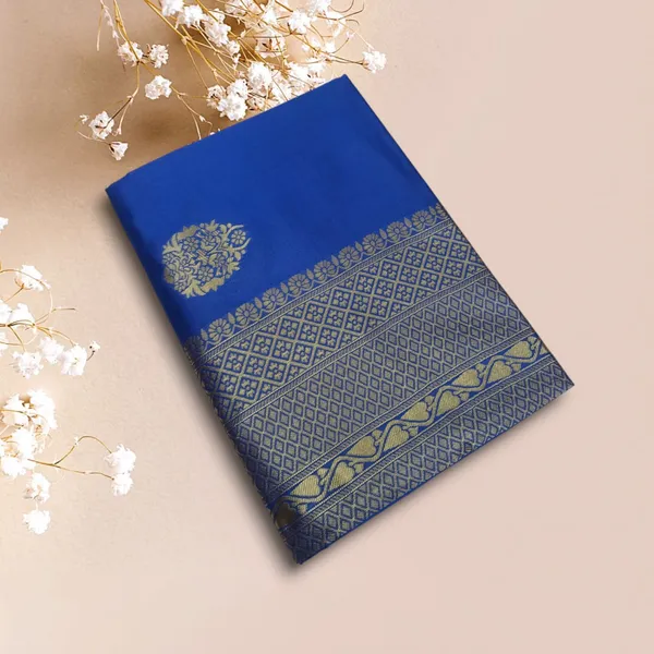 Blue_Geometic_wowen_motif_in_Kanjivaram_Soft_Silk_Saree_with_Intricate_Brocade_and_Gold_Zari_Work_for_Women