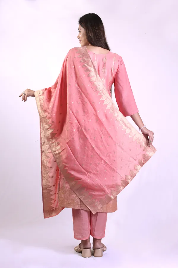 Baby_Pink_Zari_Embroidered_Gajji_Silk_Kurta_&_Pant_Set_With_Gajji_Silk_Heavy_Dupatta_For_Women