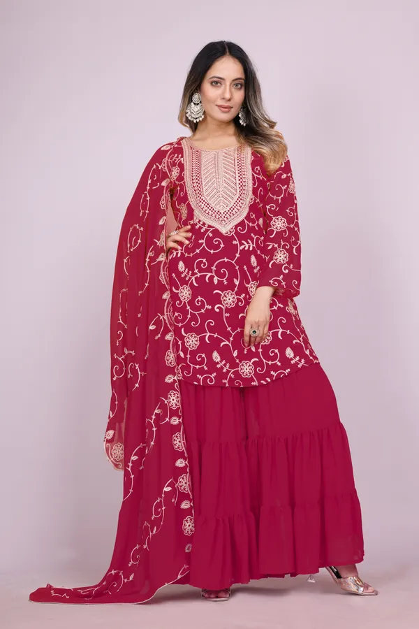 Asthetic_Maroon_Designer_Pure_Fox_Georgette_Sharara_Suit_Embroidered_Work_for_Women_New_Fashion_2025