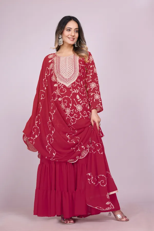 Asthetic_Maroon_Designer_Pure_Fox_Georgette_Sharara_Suit_Embroidered_Work_for_Women_New_Fashion_2025