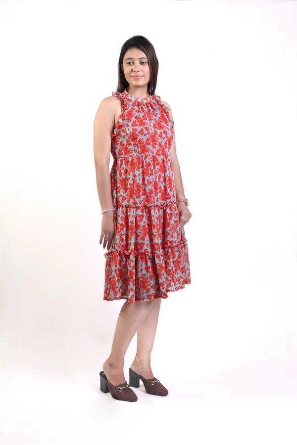 Red_&_White__Regular_Fit_Solid_Georgette_Motif_Frock_For_Women