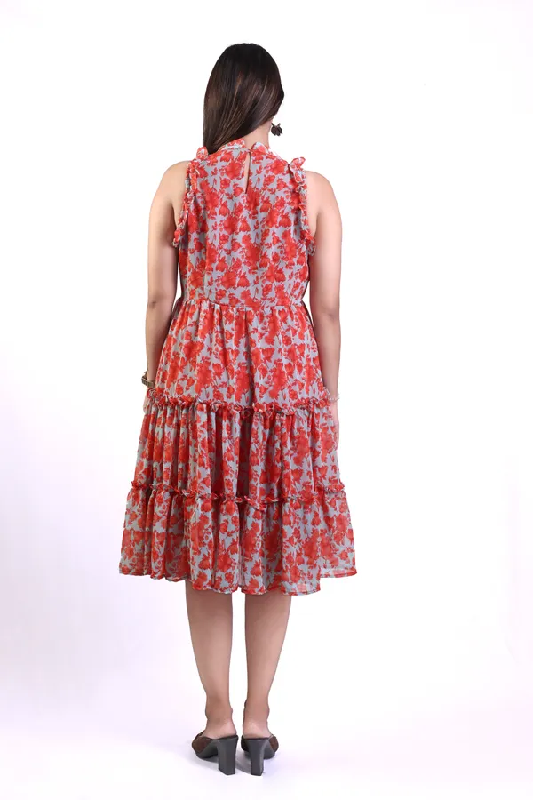 Red_&_White__Regular_Fit_Solid_Georgette_Motif_Frock_For_Women