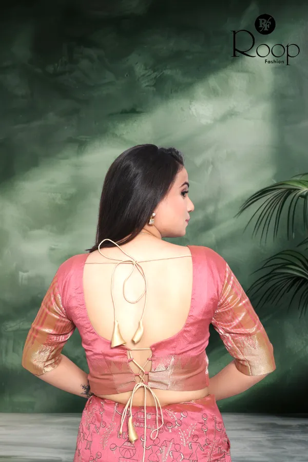 Punch_Pink_Linen_Pure_Cotton_Handcrafted_Embroidery_Saree_For_Women