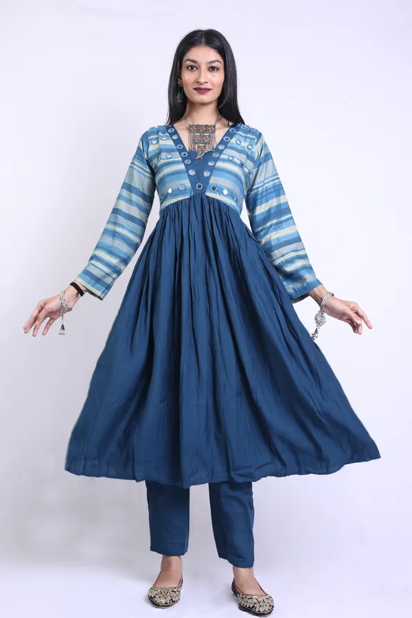 Admiral_Blue_Art_Silk_Linen_Blend_Mirror_Work_Anarkali_Kurta_With_Elegant_Trousers_Pant_For_Women