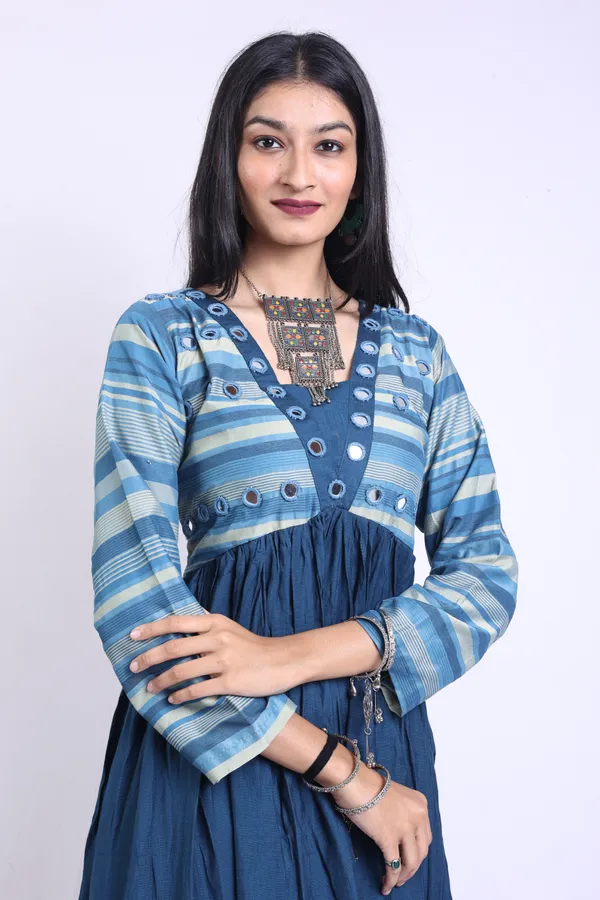 Admiral_Blue_Art_Silk_Linen_Blend_Mirror_Work_Anarkali_Kurta_With_Elegant_Trousers_Pant_For_Women