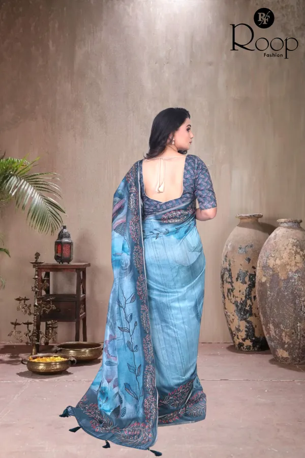 Ocean_Blue_Chanderi_Silk_Digital_Print_Saree_For_Women