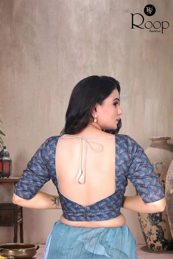 Ocean_Blue_Chanderi_Silk_Digital_Print_Saree_For_Women
