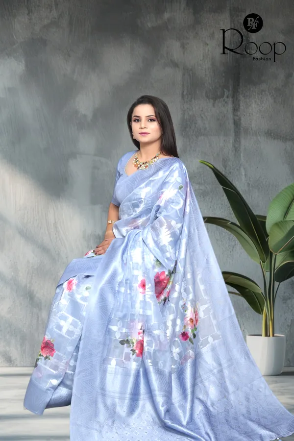 Vibrant_Blue_Silk_Digital_Print_Saree_For_Women