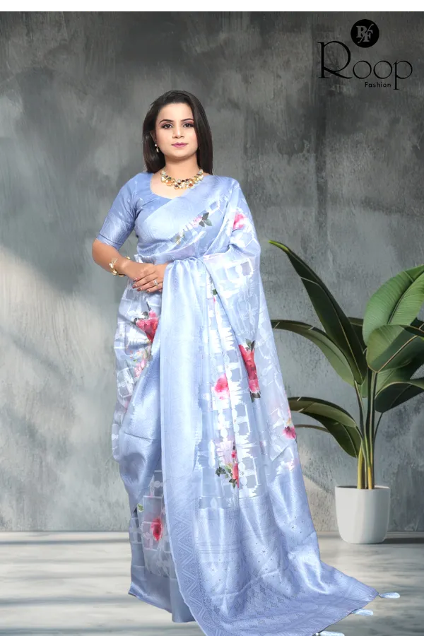 Vibrant_Blue_Silk_Digital_Print_Saree_For_Women
