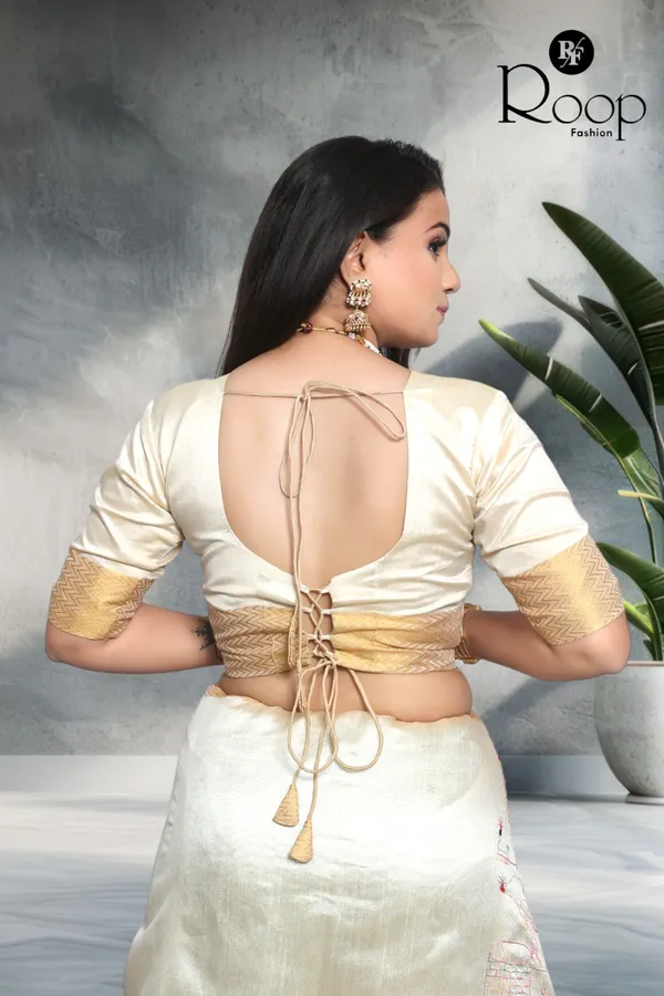 Off_White_Traditional_Linen_Cotton_Katha_Work_Saree