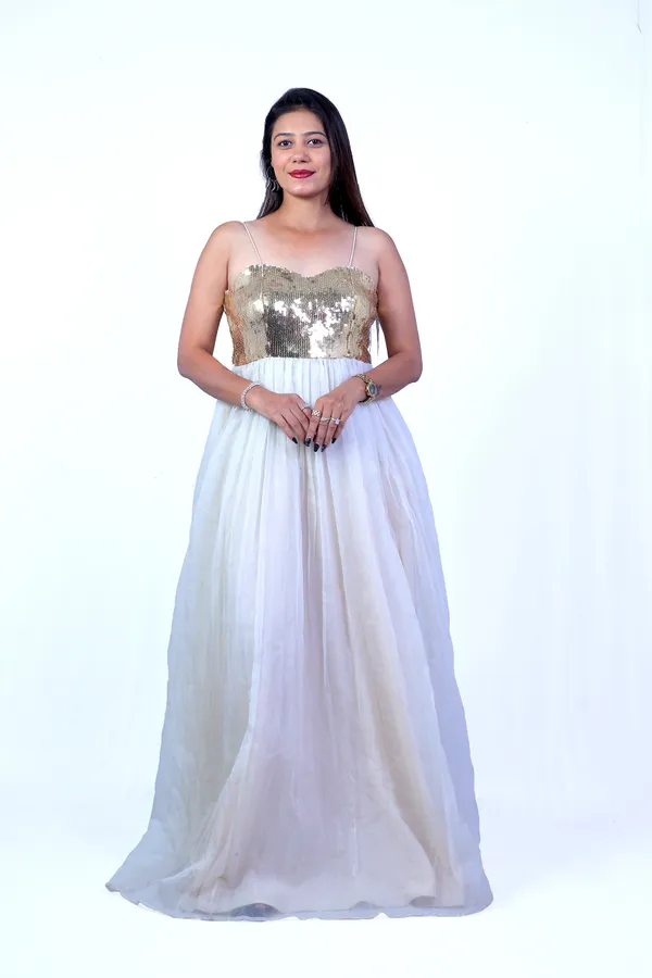 Silver_White_Regular_Zfit_Solid_Siquen_Organza_Gown_For_Women