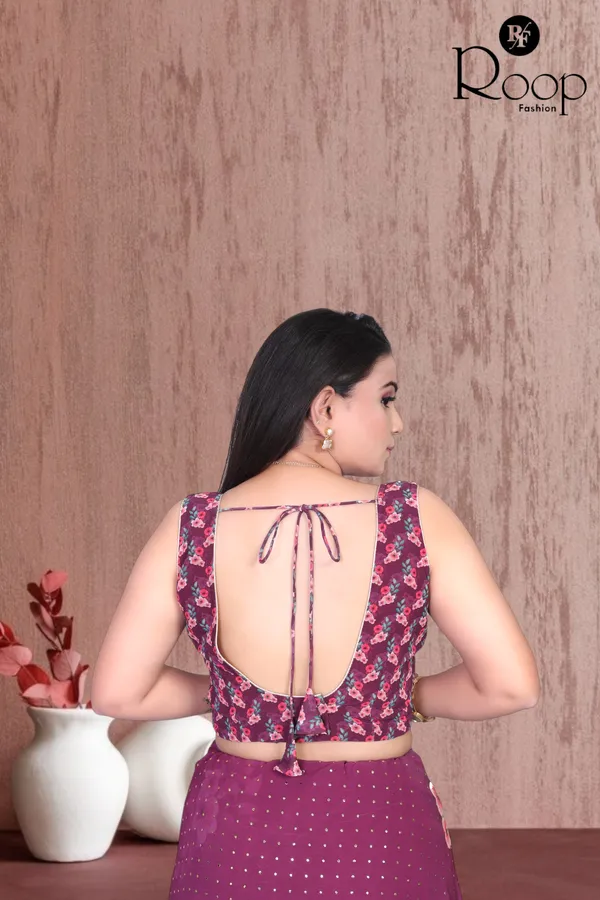 Rich_Marron_Georgette_Digital_Print_Saree_For_Women