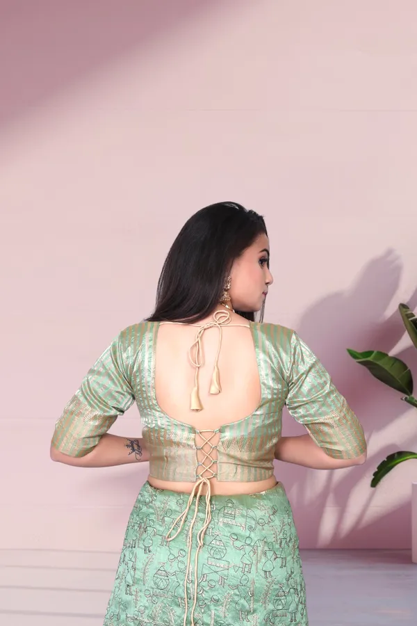 Emerald_Green_Traditional_Linen_Cotton_Katha_Work_Saree