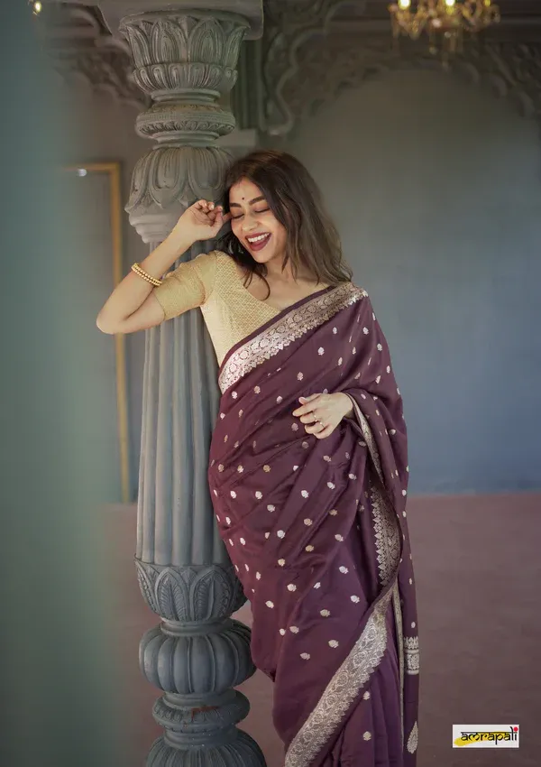 Brown_Beautiful_Handloom_Silk_Kubera_Pattu_saree_with_golden_zari_weaving_border_with_Blouse_Piece_for_Women_2025_Collection.