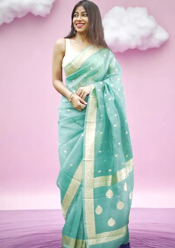Pista_Beautiful_Handloom_Silk_Kubera_Pattu_saree_with_golden_zari_weaving_border_with_Blouse_Piece_for_Women_2025_Collection.