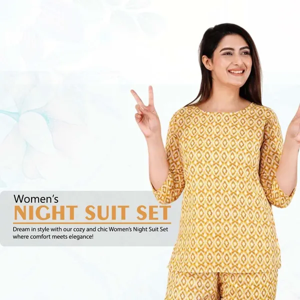 Mustard_Cotton_Printed_Sleeved_Co-Ord_Set_With_Pocket_For_Women