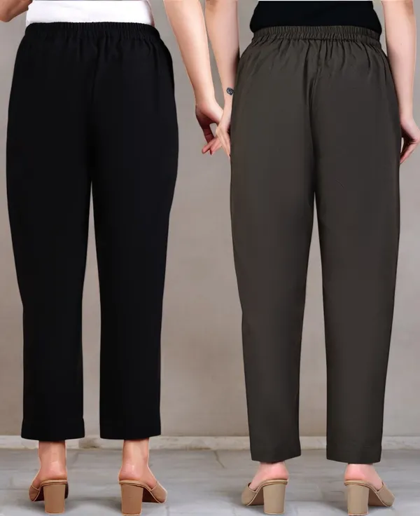 Pack_of_2_Black_&_Grey_Cotton_Elastic_Mid_Waist_band_Women_Trouser