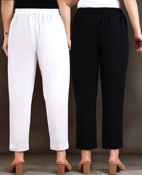 Pack_of_2_White_&_Black_Cotton_Elastic_Mid_Waist_band_Women_Trouser