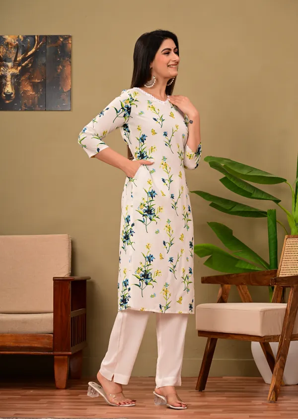 Blue_Rayon_Kurta_Set_with_Lace_V-Neck_&_Pajama