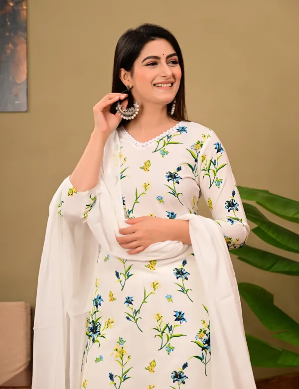 Blue_Rayon_Kurta_Set_with_Lace_V-Neck_&_Pajama