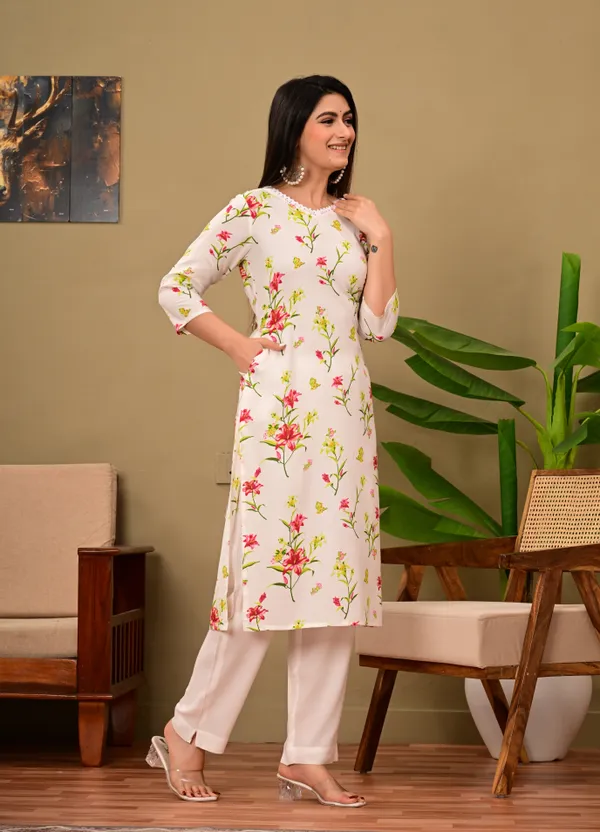 Red_Rayon_Kurta_Set_with_Lace_V-Neck_&_Pajama