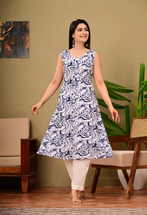 Blue_A-Line_Rayon_Kurta_with_Sleeveless_V-Neck_Design