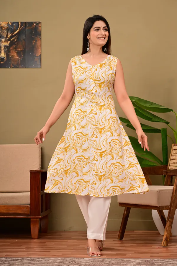 Yellow_A-Line_Rayon_Kurta_with_Sleeveless_V-Neck_Design