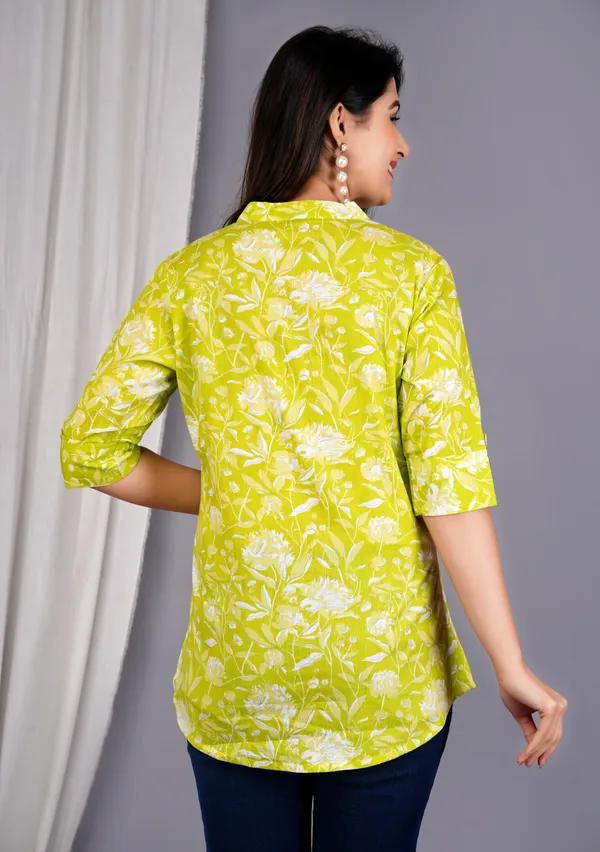 Green_Printed_Button_Down_Top_For_Women