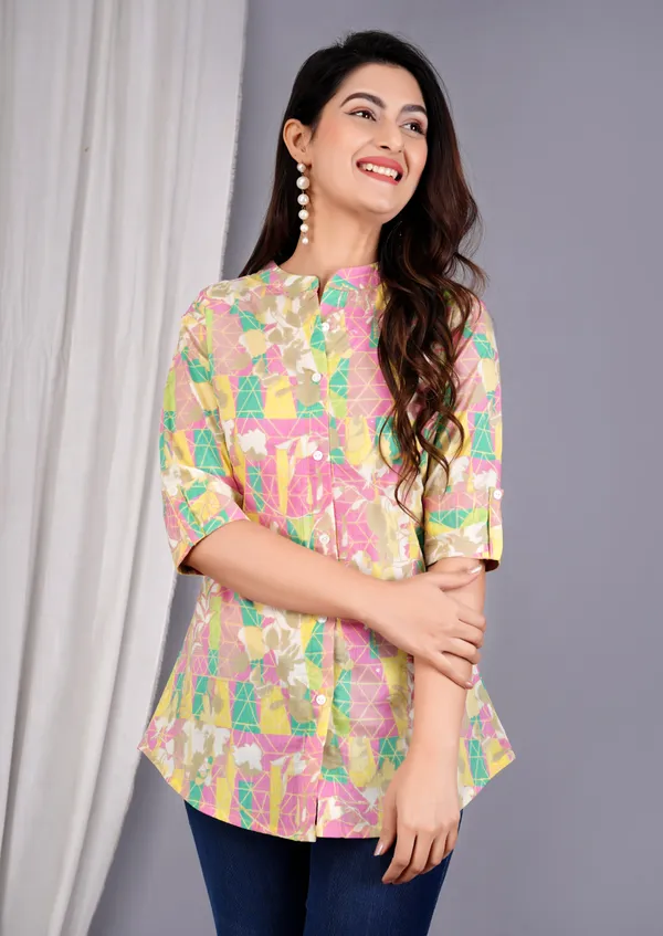 Multicolor_Printed_Button_Down_Top_For_Women