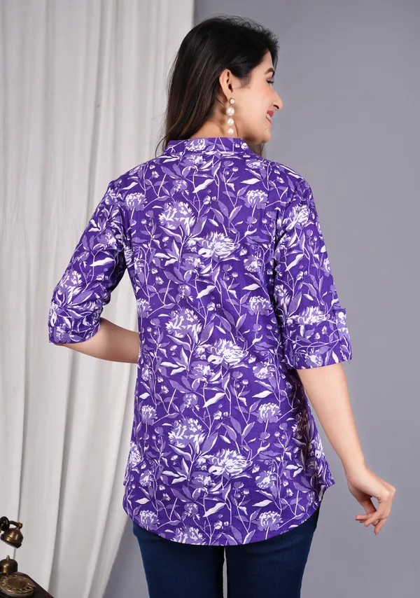 Purple_Printed_Button_Down_Top_For_Women